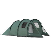 Tenda da Campeggio per 3-4 Persone, Due Stanze Interne, Finestre a Rete, 4,75 x 2,64 x 1,72 m, Verde