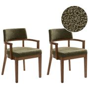 Set di 2 sedie da pranzo in stile tradizionale Seduta imbottita Boucle Legno e verde Stile retrò tradizionale