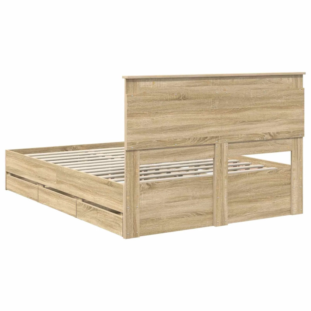 Struttura del letto con cassetto Rovere Sonoma 140 x 200 cm 3410178