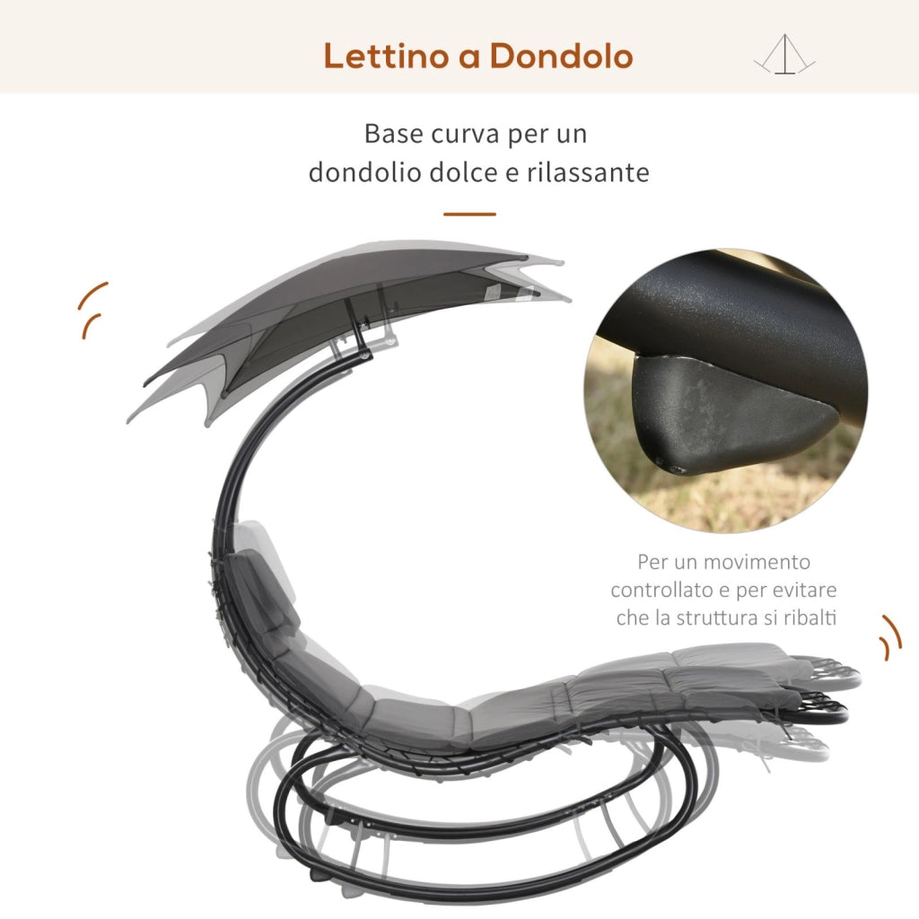 EasyComfort Lettino a Dondolo da Giardino Sdraio Prendisole per Esterno Grigia