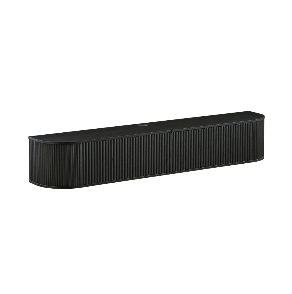 Mobile TV sospeso 180x32x30 cm con passacavi e ante ammortizzate nero