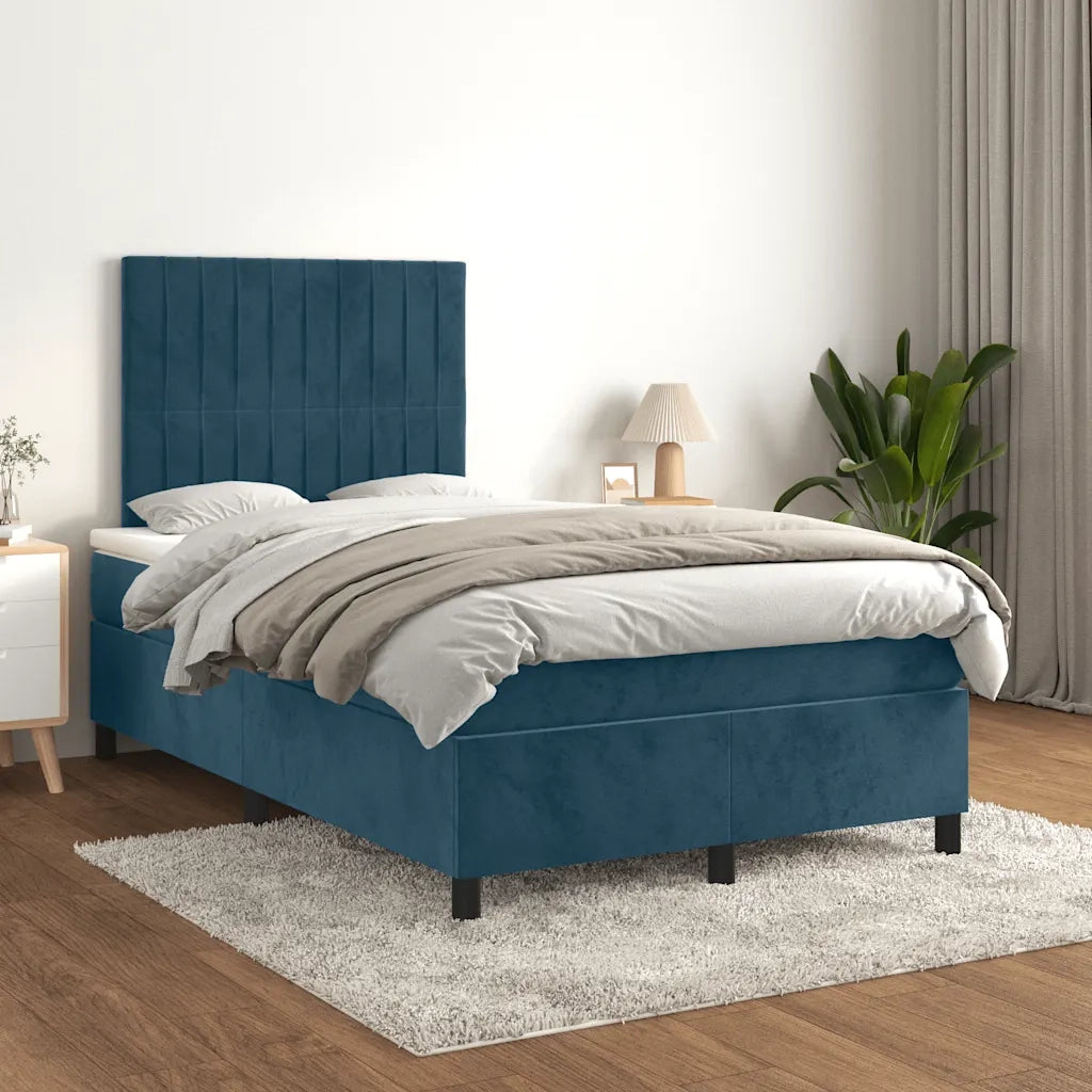 Giroletto a Molle con Materasso Blu Scuro 120x190 cm in Velluto 3270011