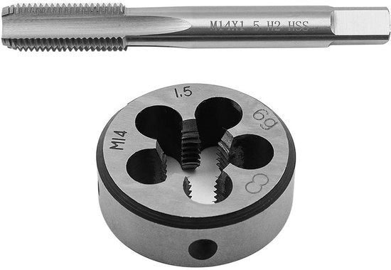 Set di taglio e matrice HSS 6542 - M14x1,5 vite - Trapano a file unidirezionale - Attrezzo duraturo - Rapida evacuazione della polvere - Taglio di fili preciso