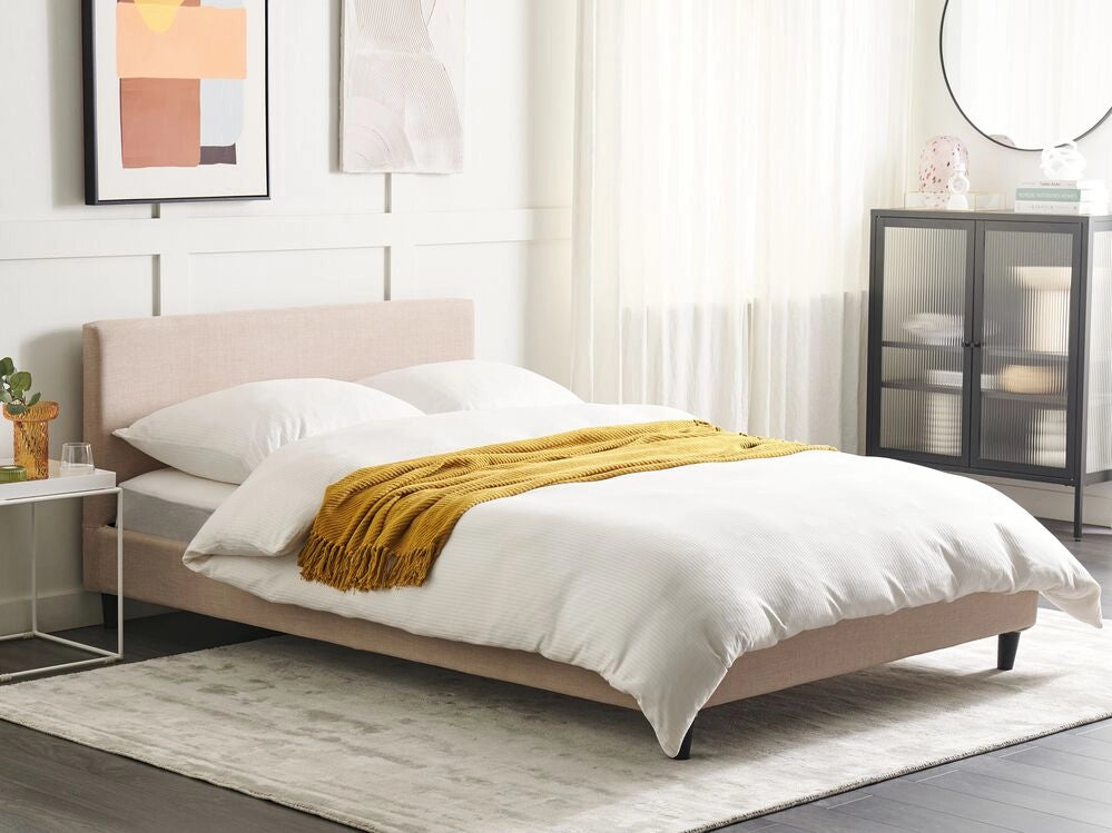 Rivestimento telaio letto in Tessuto beige Poliestere Lavabile 140 x 200 cm Sfoderabile Lavabile