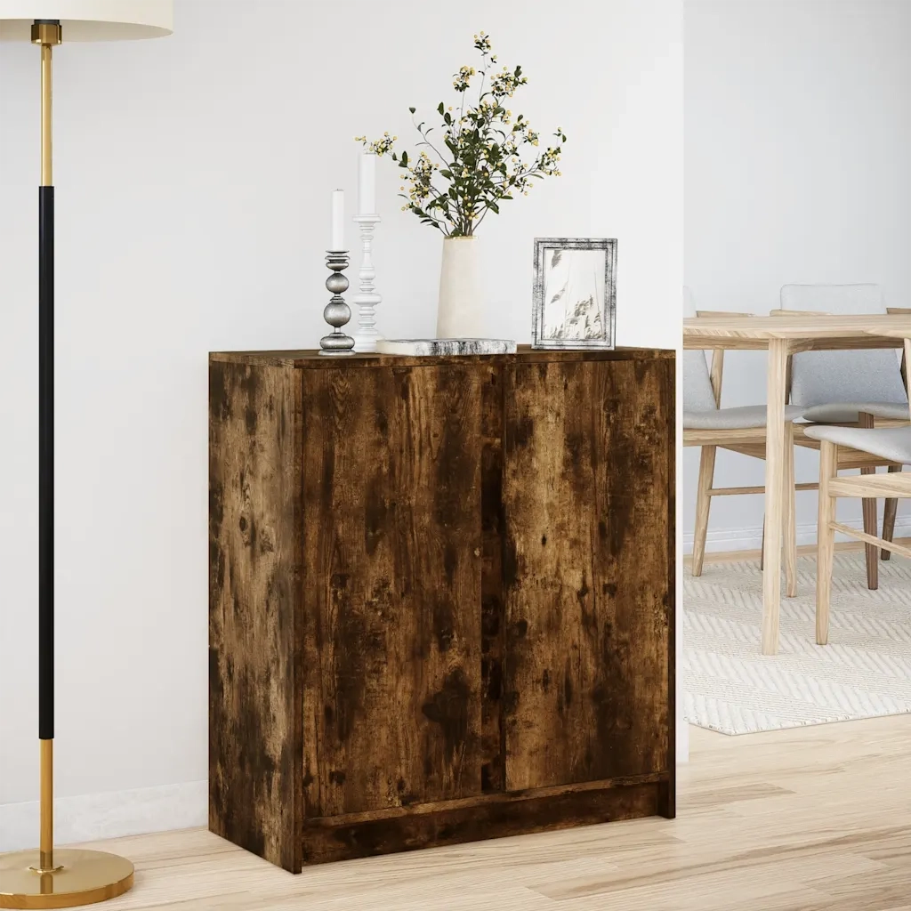 Credenza con LED Rovere Fumo 77x34x85 cm in Legno Multistrato 852135