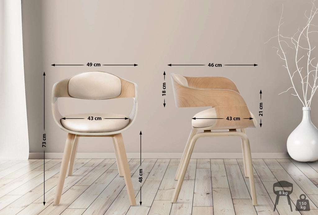 Sedia Kingston in Similpelle Natura/crema