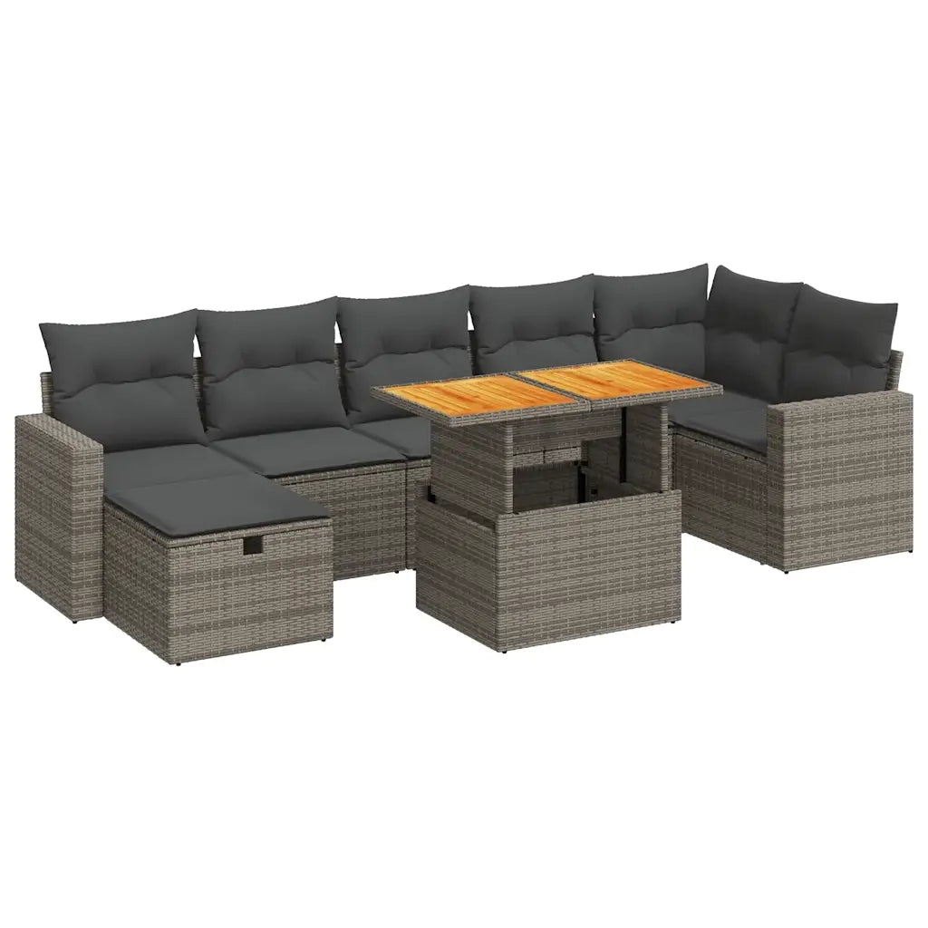 Set Divano Giardino 5 pz con Cuscini Grigio Polyrattan Acacia 3328012