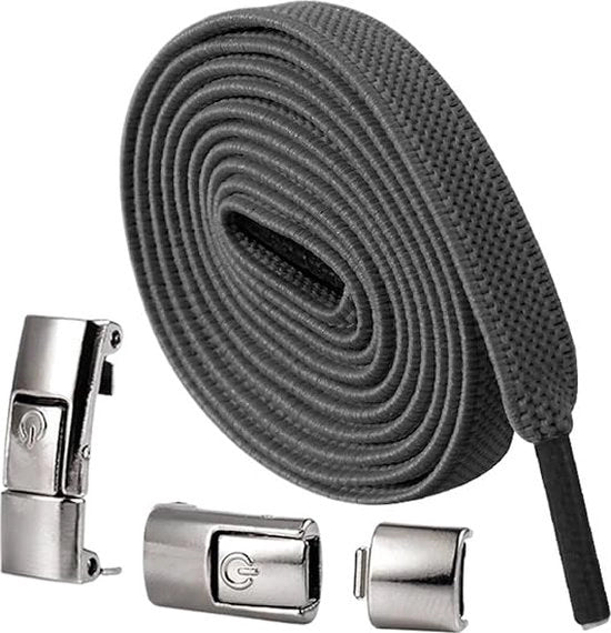 Paar di raccordi per scarpe senza lacci elastici per adulti e bambini, senza lacci, in grigio scuro
