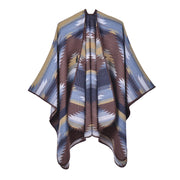 Elegante mantello jacquard diviso, cappa jacquard spessa per autunno e inverno