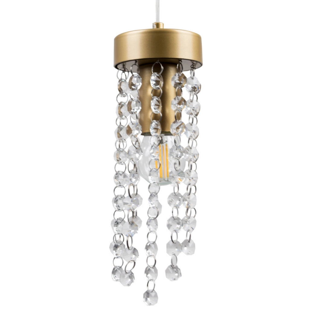 Lampadario sospeso GEA 5xE27 oro cristalli Polux