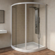Ogomondo box doccia semicircolare bianco due ante cristallo temprato *** misure 87-89,5x87-89,5xh185 cm trasparente, ...