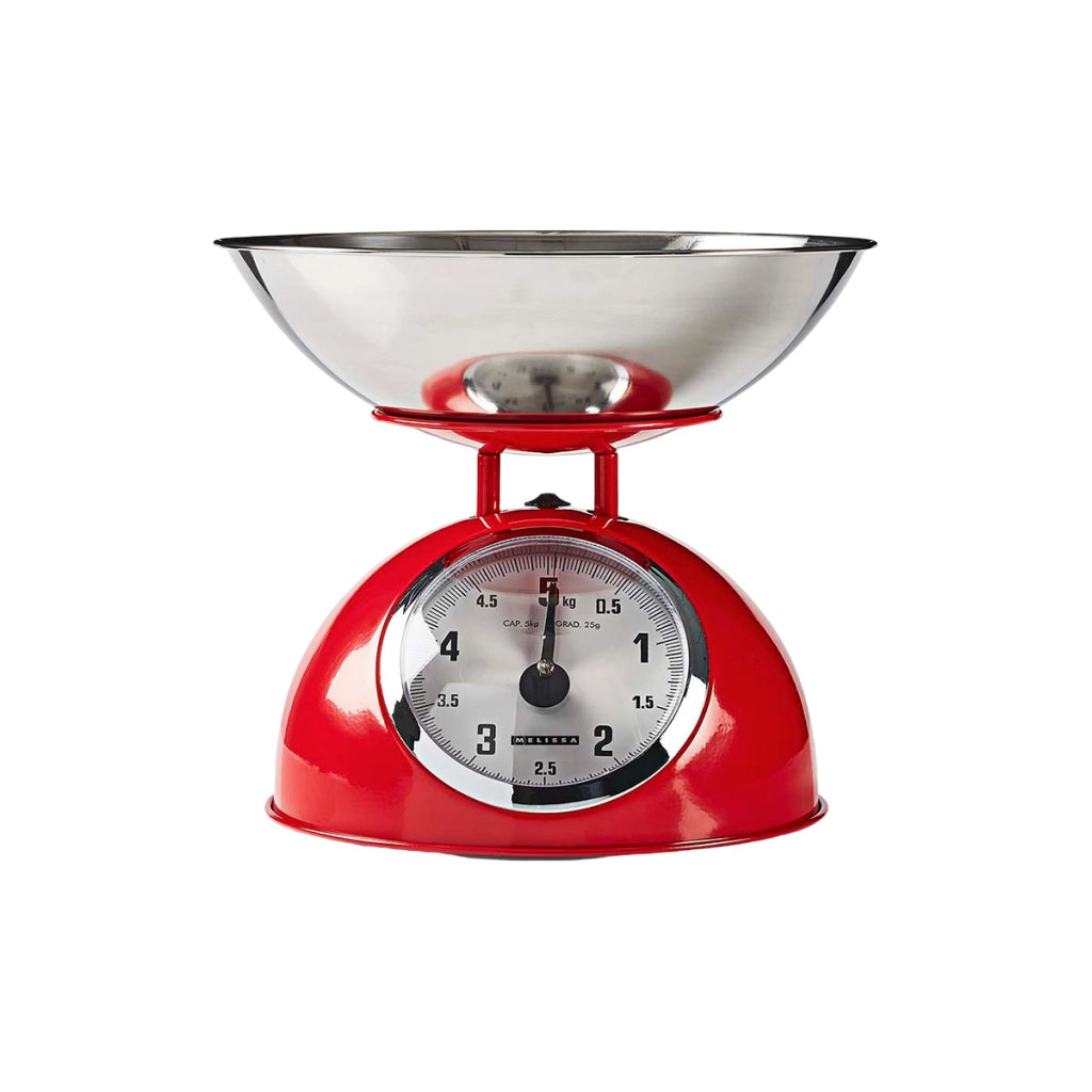 Bilancia da Cucina Retrò Analogica con Ciotola Inox 5Kg Max Rosso MELISSA