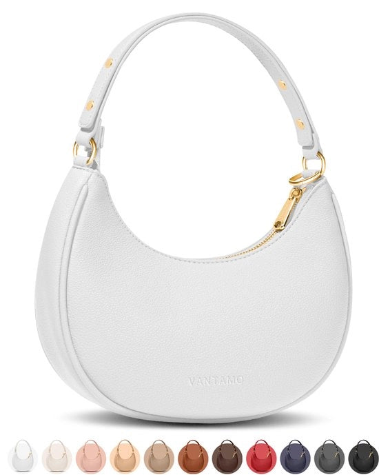 Borsa Moonbag con protezione RFID e cinturino regolabile - Borsa Luna con cerniera dorata e clip per protezione contro i ladri di portafogli