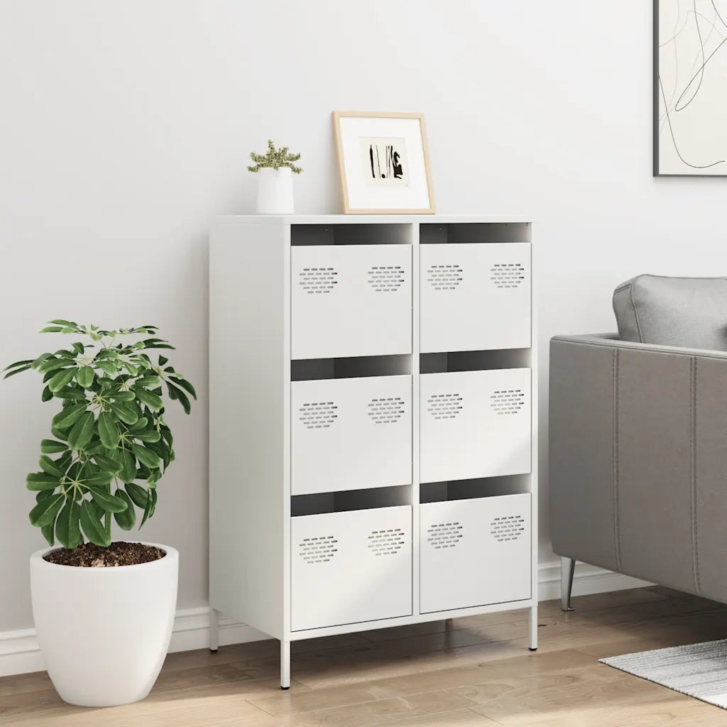 Credenza-Buffet-Armadio da cucina Bianca 68x39x101,5 cm in Acciaio 208553