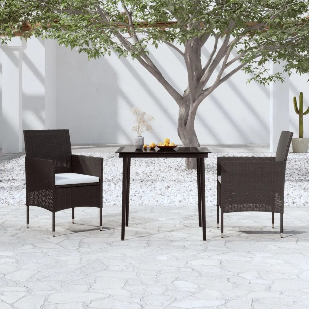 Set da Pranzo per Giardino 3 pz con Cuscini Nero cod mxl 41005