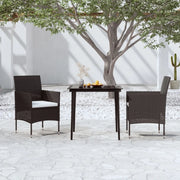 Set da Pranzo per Giardino 3 pz con Cuscini Nero cod mxl 41005