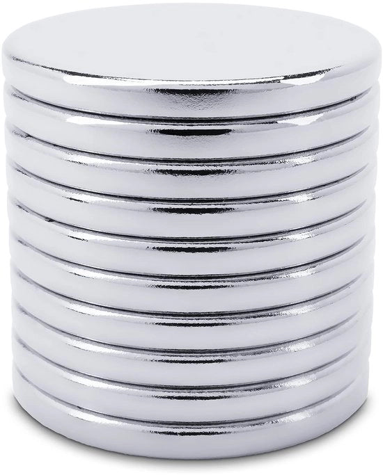 Magneti Extra Forti – 10 pezzi (20x2 mm) – Rondi e Piani, ca. 4 kg di forza di attrazione – Grandi magneti neodymium per lavagne magnetiche, lavagne da attacchi e attrezzi per hobby