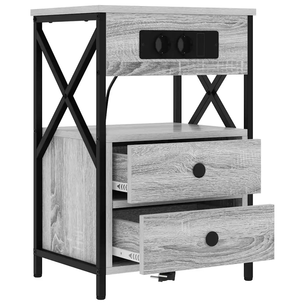 Set di 2 Comodini | Armadio da Notte | Mobiletto da notte Grigio Sonoma 40 x 31 x 60 cm