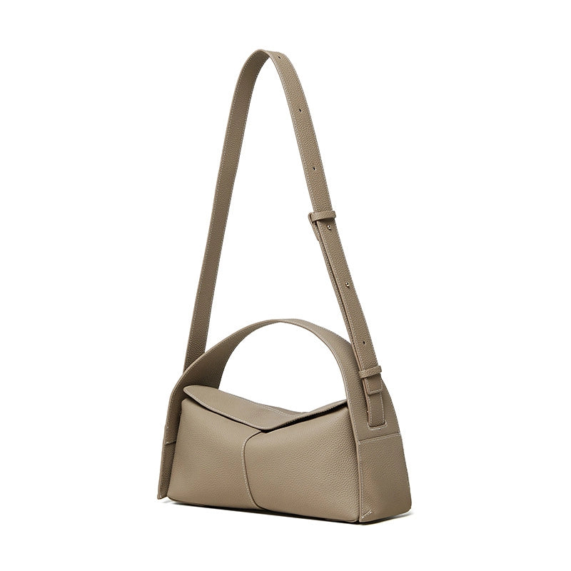 Borsa da donna in vera pelle grigia