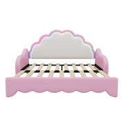 Letto matrimoniale 140×198 cm trasformabile in divano con LED regolabile; senza materasso; PU e MDF; rosa