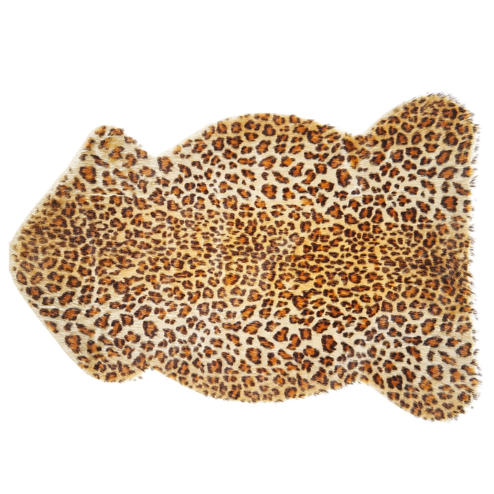 Tappeto Con Stampa Leopardata Marrone Pelliccia Sintetica 60 x 90 cm Soggiorno Camera Da Letto Contemporaneo