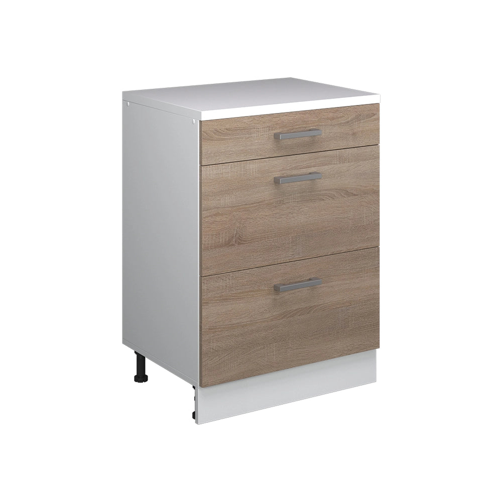 Mobile per mansarda Rion Sonoma/Bianco 60 x 83.8 cm senza inclinazione con 3 cassetti Vicco