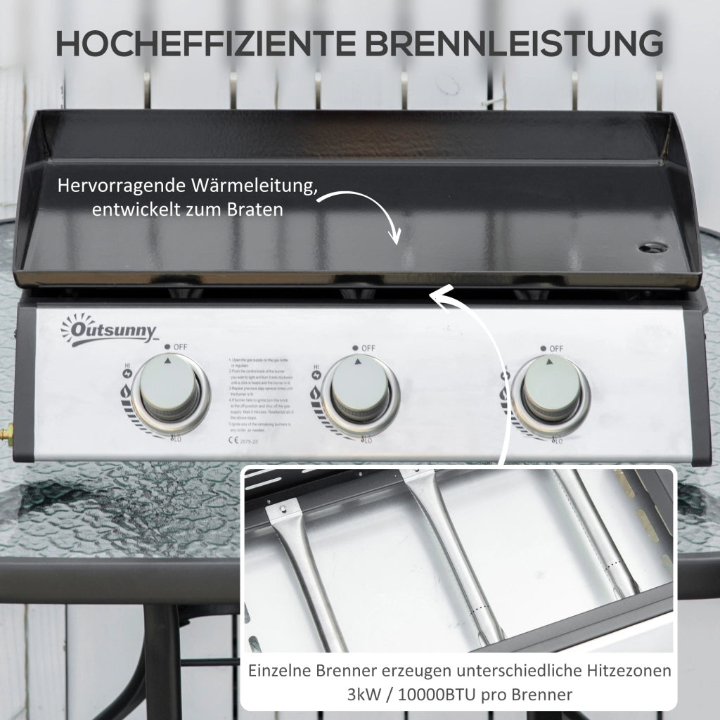 Grill a gas 3 fuochi ¨C Minimal ¨C grigio, acciaio inox, 63x48x21 cm