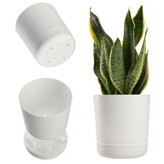Vaso da fiori KADAX con supporto, coperchio, ciotola rotonda, 17 cm, bianco opaco
