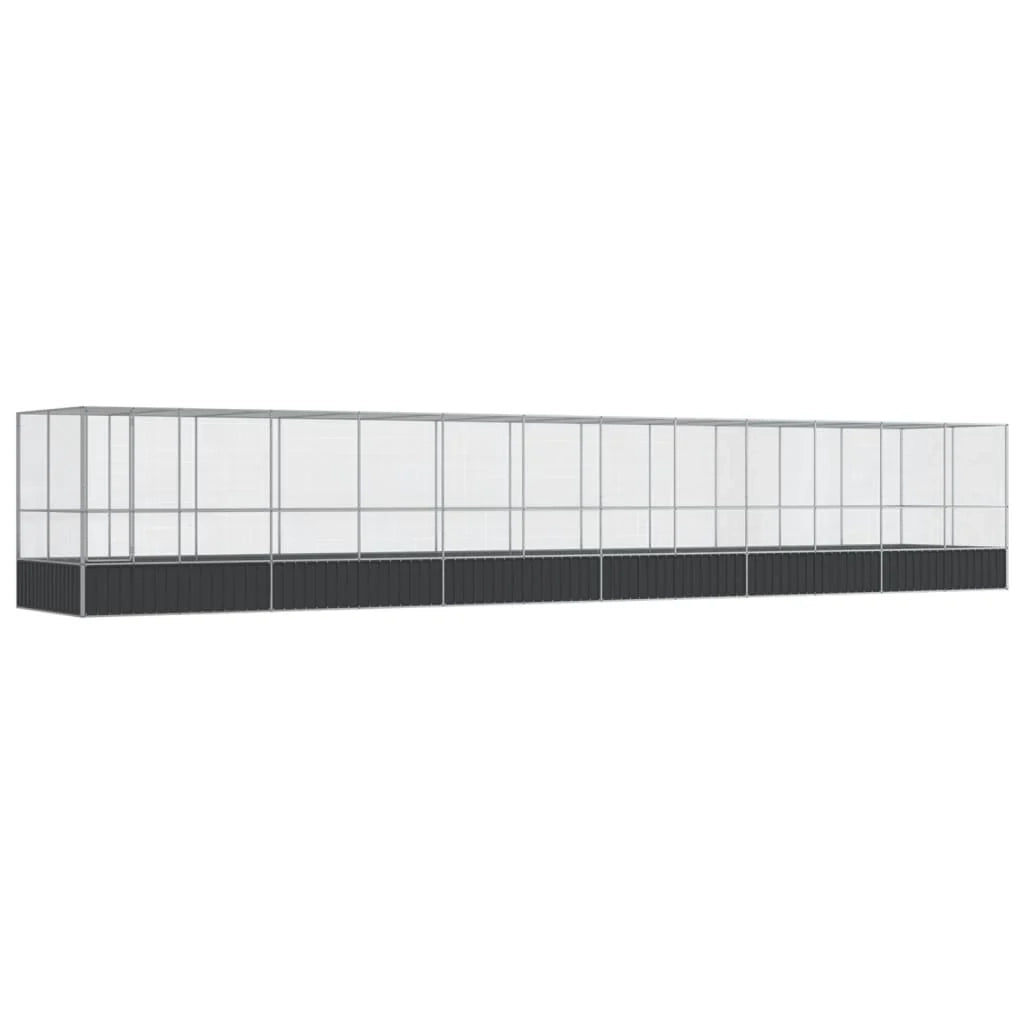 Voliera a gabbia con estensione in argento 1246 x 207 x 212 cm acciaio argento 02_0045648