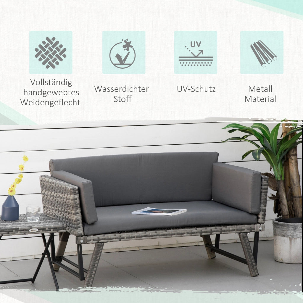 Divano da giardino 2 posti in polyrattan grigio ¨C zephmum ¨C 129x63x67 cm