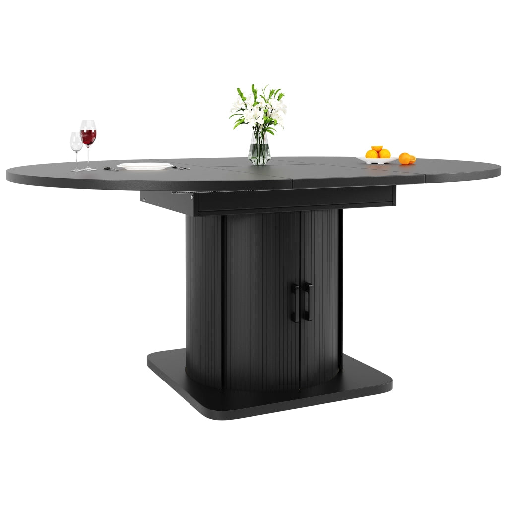 Tavolo da Pranzo Allungabile con Sedie Set 5 Pezzi ¨C MINIMAL ¨C Nero/Grigio, con Cassetti