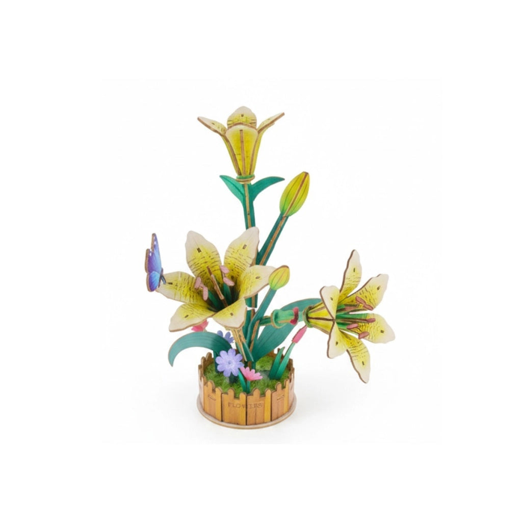 PUZZLE 3D GIGLIO GIALLO LEGNO 85PZ FIORI ARTIFICIALI COSTRUZIONI NATALE 32390