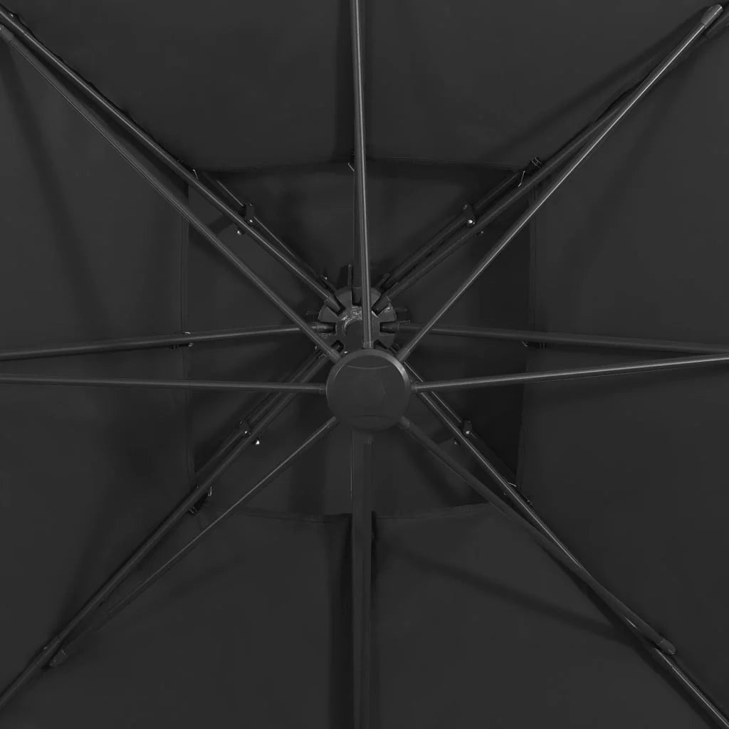 Ombrellone a braccio con doppia copertura 300 x 300 cm nero 02_0008558