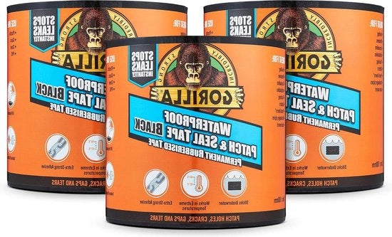 Nastro di Sigillatura Acqua-Resistente Nero 100mm x 3m (3 Pezzi) - Riparazione Idrorepellente Autoadesivo