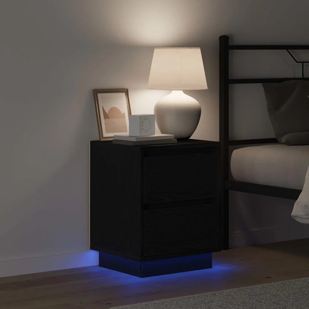 Comodino | Armadio da Notte | Mobiletto da notte con cassetto Rovere Nero 39 x 34,5 x 50 cm