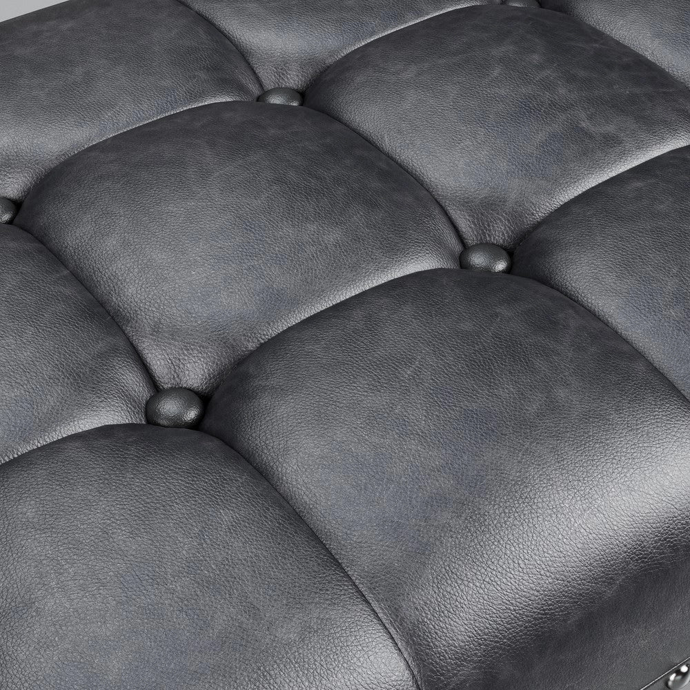Panca Imbottita Vintage ¨C Xylo ¨C Similpelle Nera, Struttura Metallo, Seduta Trapuntata