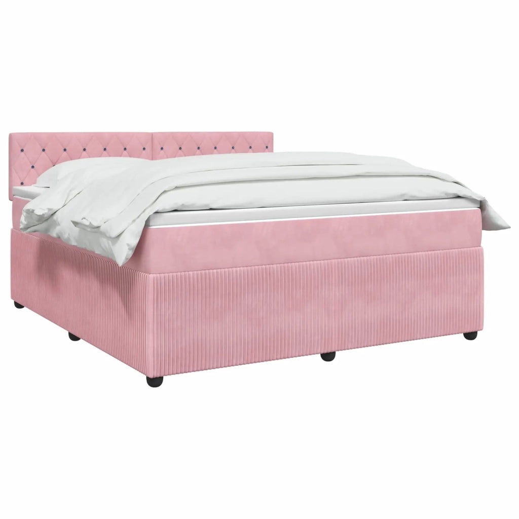 Letto box spring con materasso Rosa 180 x 200 cm Velluto 3451726