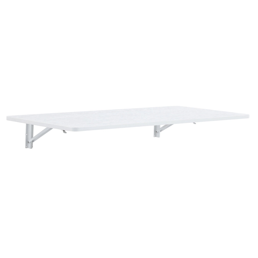 Tavolo ribaltabile da parete 126.5x66x9.5 cm con montaggio a parete in MDF bianco
