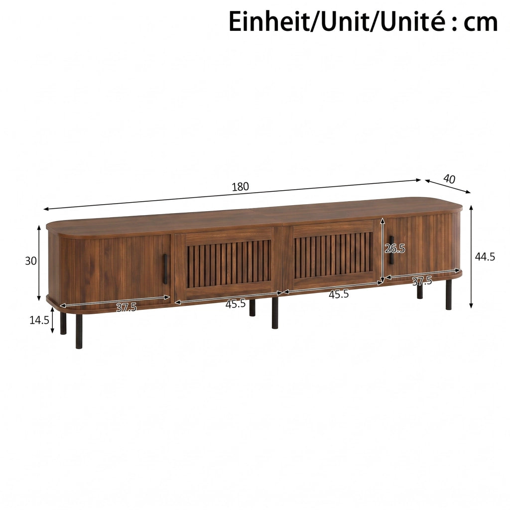 Mobile TV basso 180 cm con LED APP; 2 cassetti e porte scorrevoli; noce