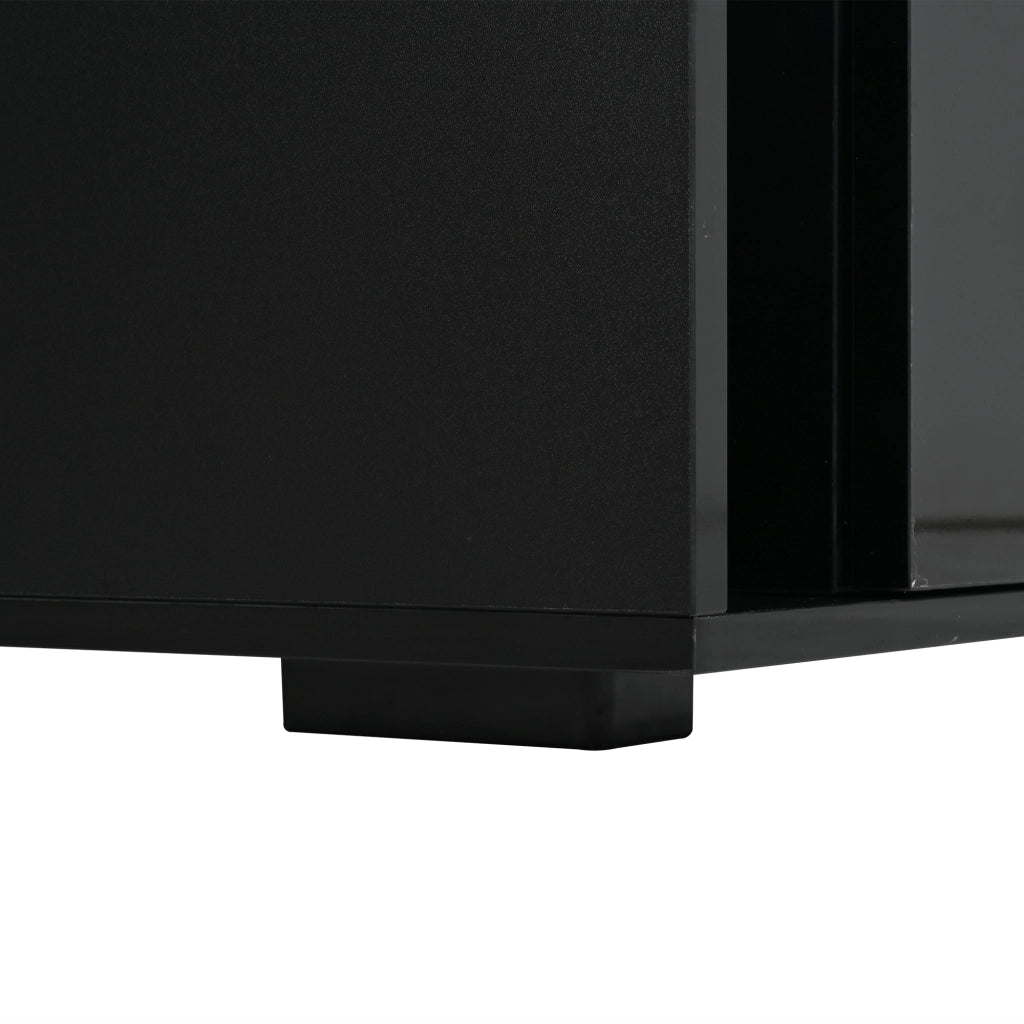 Tavolino da caffè 70x70x35 cm; 2 cassetti con LED; MDF e vetro temperato nero