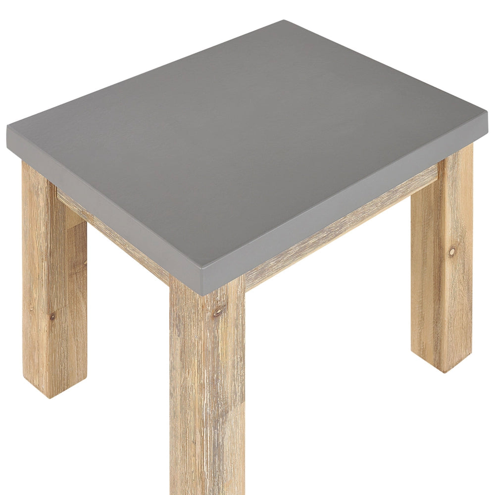 Set di 2 sgabelli da giardino per esterni sedile in fibra di cemento grigio base in legno acacia chiaro moderno sgabello industriale