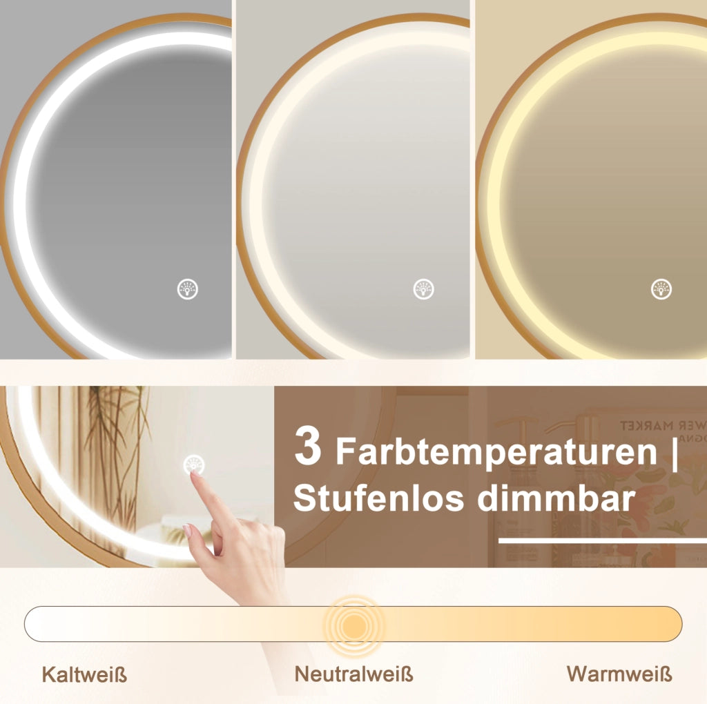 Toeletta moderna con specchio HD, LED regolabile, prese integrate e sgabello