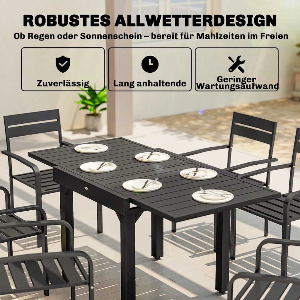 Tavolo da pranzo allungabile rettangolare ¨C Zephmum ¨C Grigio 80/160x80 cm