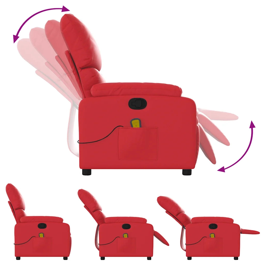 Divano Sedia-Poltrona Massaggiante Reclinabile Rossa in Similpelle 534139