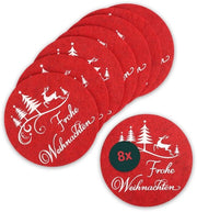Decorative vilten onderzetters rossi in set da 8 (Ø 12 cm, altezza 0,3 cm) - Decorazioni eleganti per bicchieri e tazze in velluto - Ideali per Natale e serate invernali accoglienti