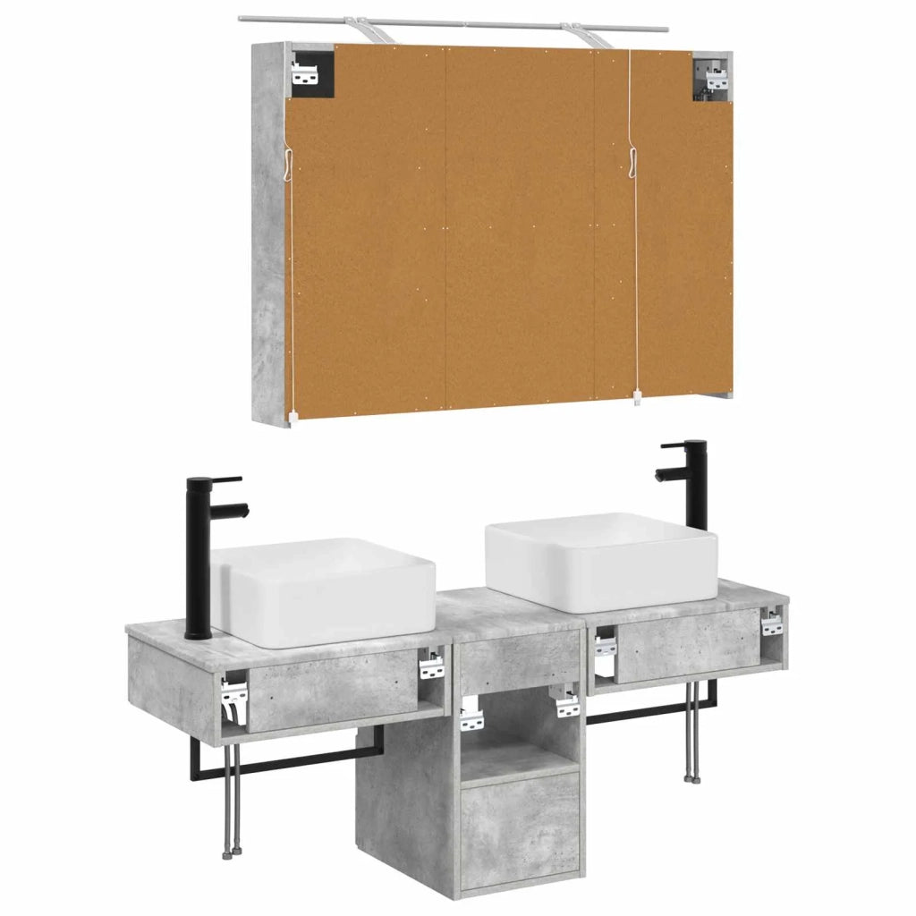 Set di Armadi da Bagno 4 pcs Grigio Cemento 100 x 14,5 x 70 cm 3406298