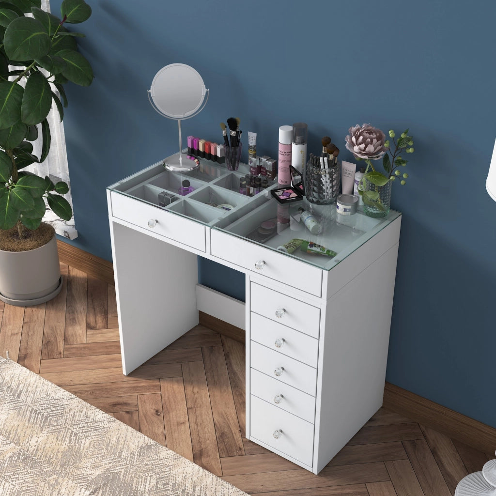 Comodino "Soma" con cassetti in legno incorporati - 90 x 44 x 80 cm - Bianco