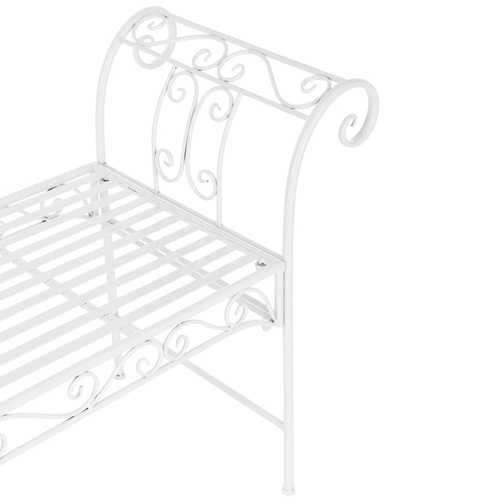 Panca da giardino vintage in metallo per esterni 70 x 147 x 46 cm bianca 03_0006443