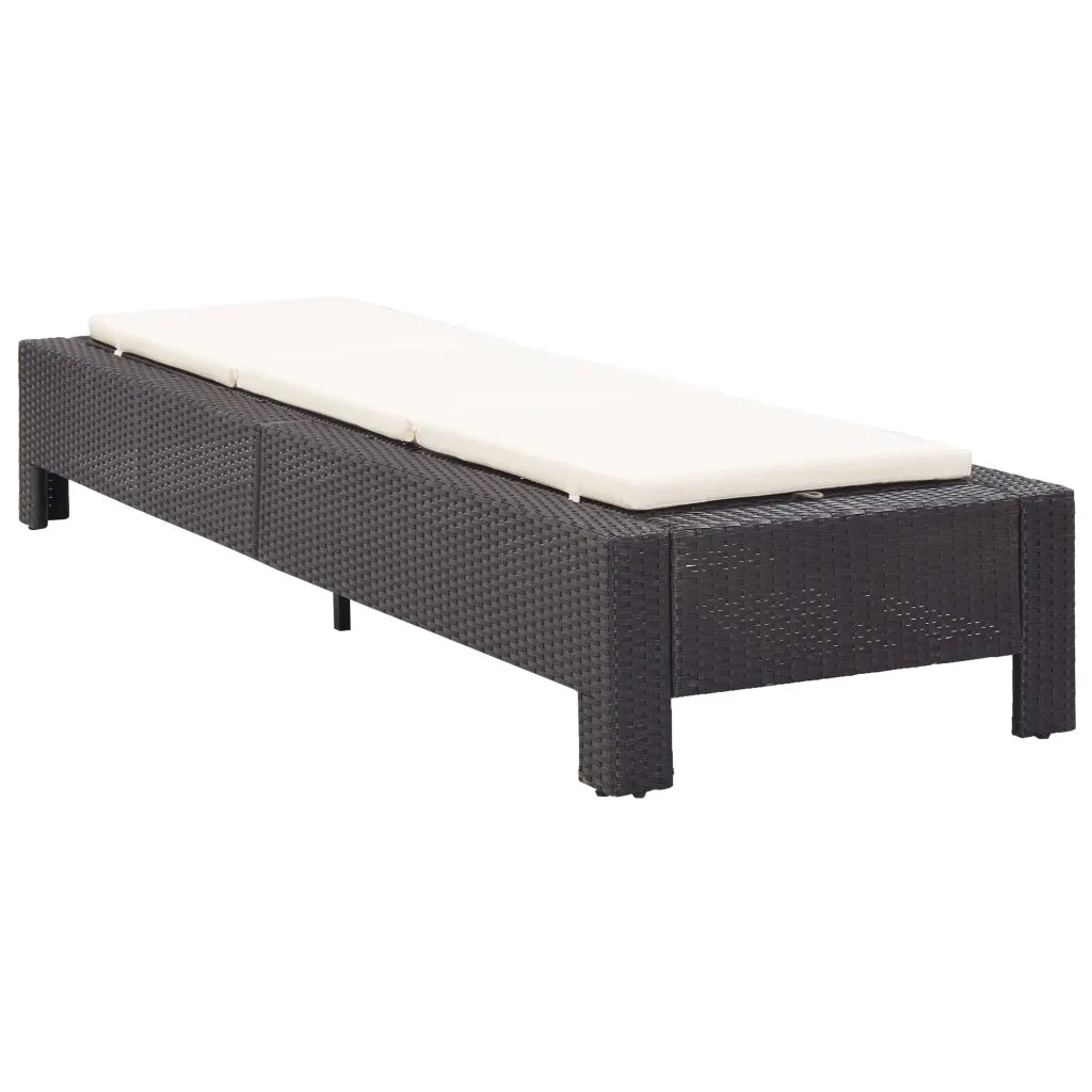 Lettino Prendisole | Sdraio da giardino | Lettino da sole con Cuscino Nero in Polyrattan