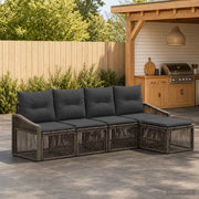Set Divano da Giardino 5 pz Grigio polyrattan 3435992